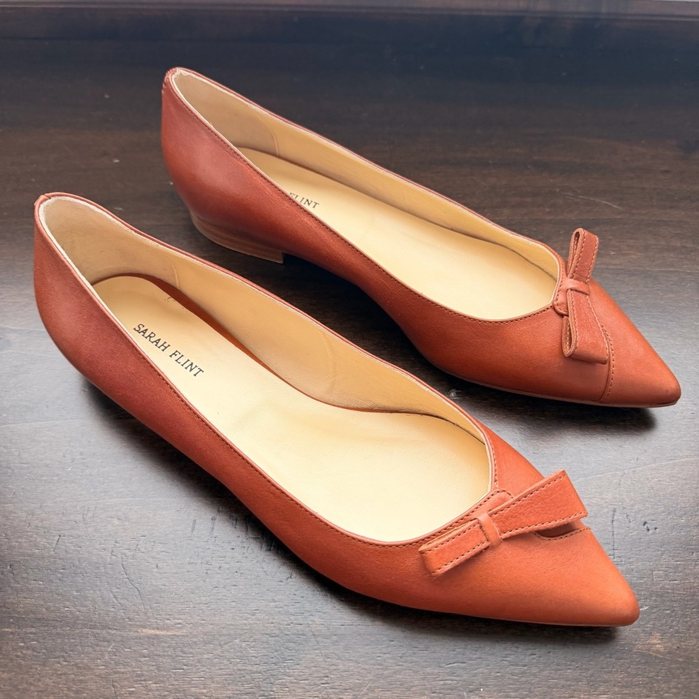 Sarah Flint Natalie Leather Bow Flats